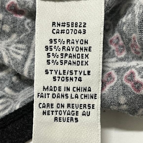 Max Studio Boho Tunic Top Women Size S Small Black Red All Over Print Scoop Neck - Picture 8 of 8